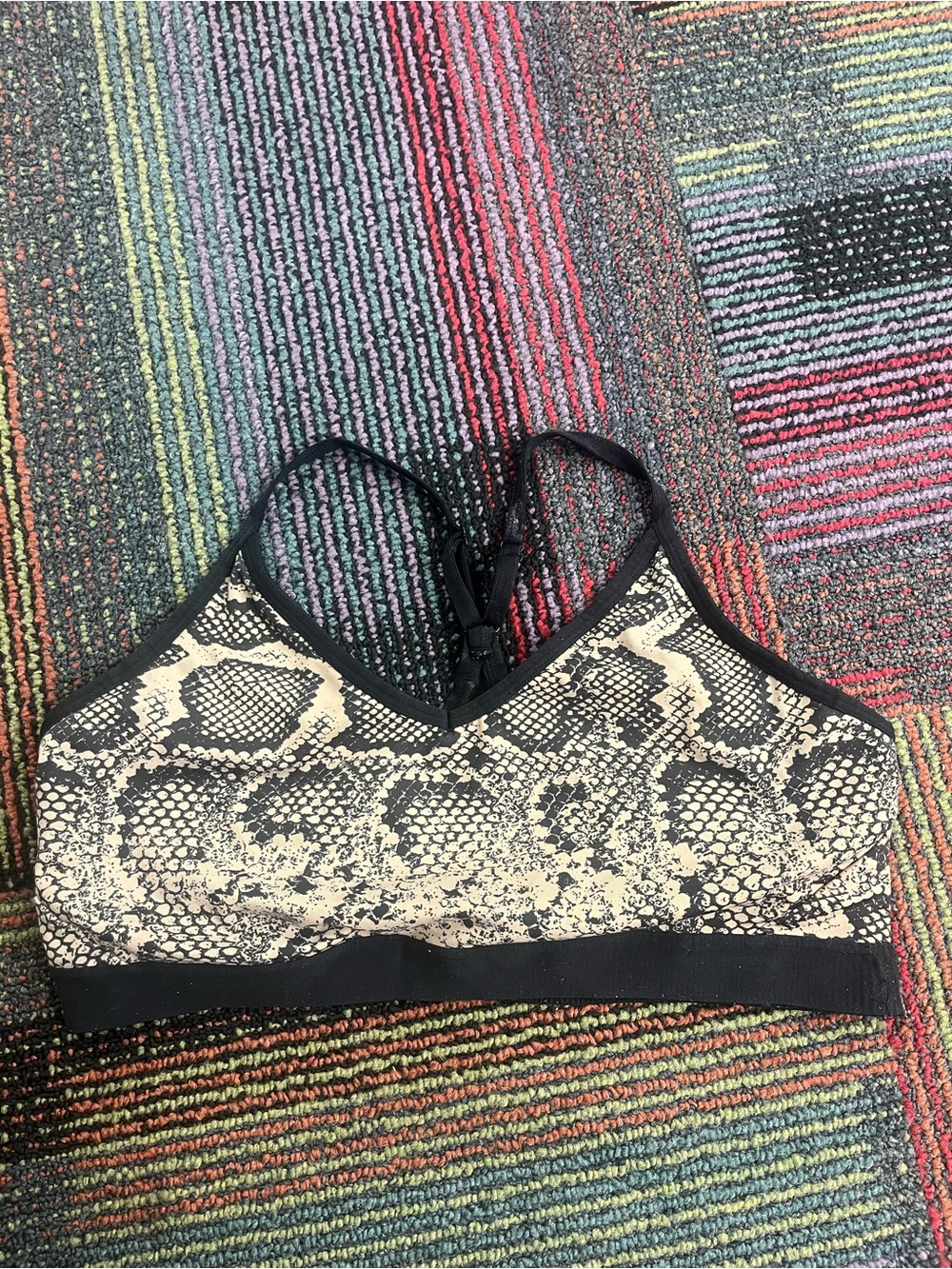 Athletic Works Black and Cream Snake-Print Reptile Hide